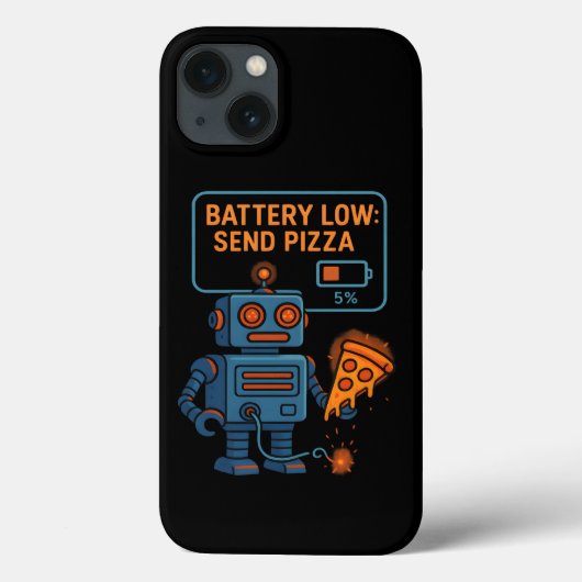 Send Pizza Robot Battery 5% Gaming Foodie Funny Case-Mate iPhone Case (Achterkant)