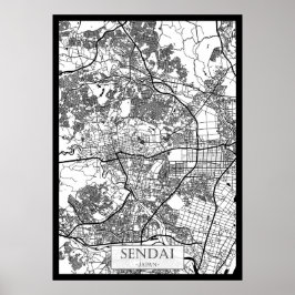 Sendai Japan Stadkaart Poster