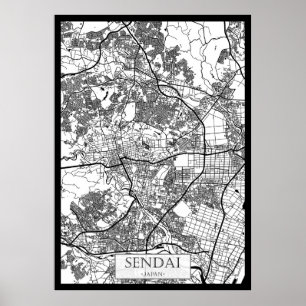 Sendai Japan Stadkaart Poster