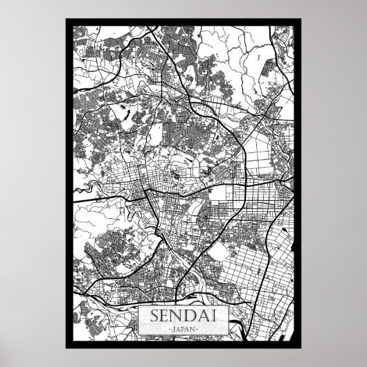 Sendai Japan Stadkaart Poster (Voorkant)