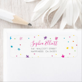 SENDER ADRES  heldere grillige kleuren Etiket