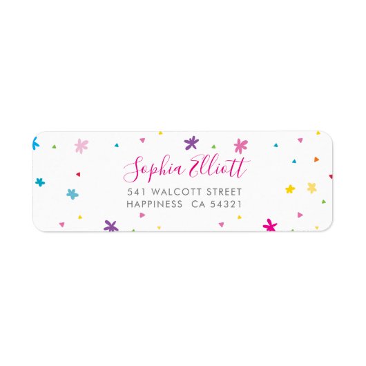 SENDER ADRES  heldere grillige kleuren Etiket (Voorkant)