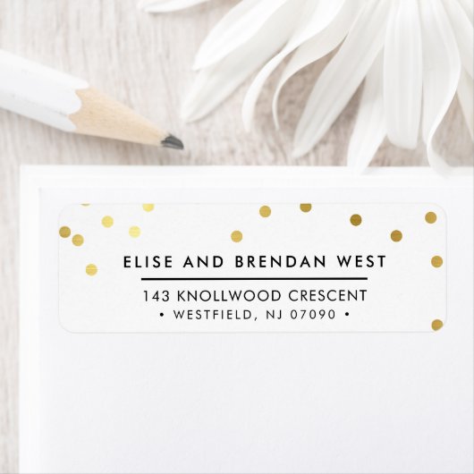 SENDER ADRES schattig modern goud confetti spot Etiket (Insitu)