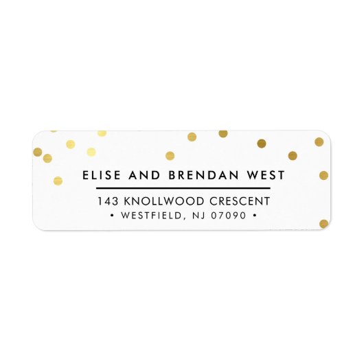 SENDER ADRES schattig modern goud confetti spot Etiket (Voorkant)
