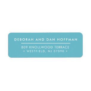 SENDER ADRES schattig modern minimal turquoise bla Etiket