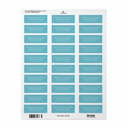 SENDER ADRES schattig modern minimal turquoise bla Etiket (Full Sheet)