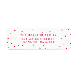 SENDER ADRES schattige moderne sneeuwvlekken rood Etiket