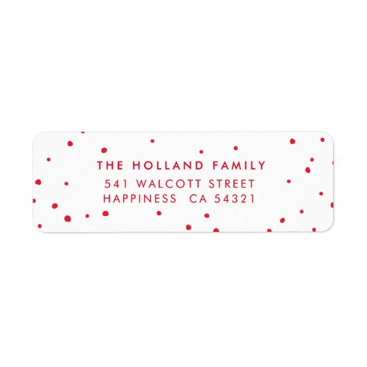 SENDER ADRES schattige moderne sneeuwvlekken rood Etiket (Voorkant)