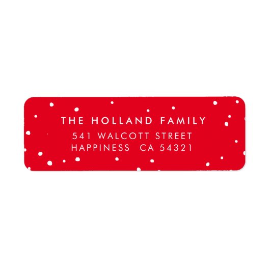 SENDER ADRES schattige moderne sneeuwvlekken rood Etiket (Voorkant)