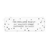 SENDER ADRES schattige moderne sneeuwvlekken zwart Etiket (Voorkant)