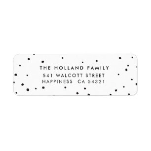 SENDER ADRES schattige moderne sneeuwvlekken zwart Etiket
