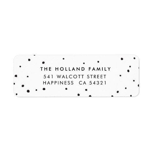 SENDER ADRES schattige moderne sneeuwvlekken zwart Etiket (Voorkant)