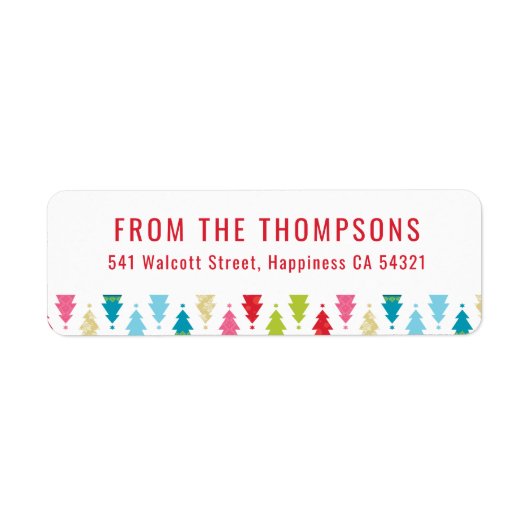 SENDER moderne feestelijke kerstboom patroon kleur Etiket (Voorkant)