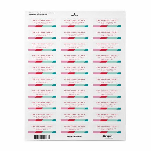 SENDER moderne minimale geometrische rood roze Etiket (Full Sheet)