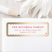 SENDER moderne minimale scallop banner goud rood Etiket (Insitu)