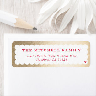 SENDER moderne minimale scallop banner goud rood Etiket