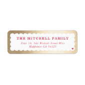 SENDER moderne minimale scallop banner goud rood Etiket (Voorkant)