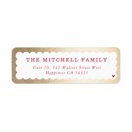 SENDER moderne minimale scallop banner goud rood Etiket (Voorkant)