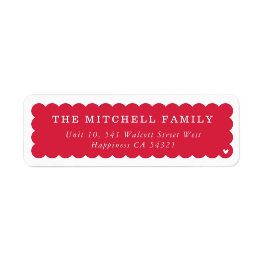 SENDER moderne minimale scallop banner rood Etiket (Voorkant)