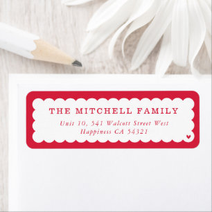 SENDER moderne minimale scallop banner rood Etiket