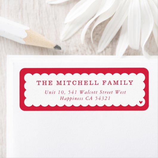 SENDER moderne minimale scallop banner rood Etiket (Insitu)