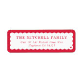 SENDER moderne minimale scallop banner rood Etiket (Voorkant)