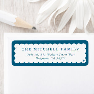 SENDER moderne minimale schattige scallop donkerbl Etiket