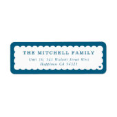 SENDER moderne minimale schattige scallop donkerbl Etiket (Voorkant)