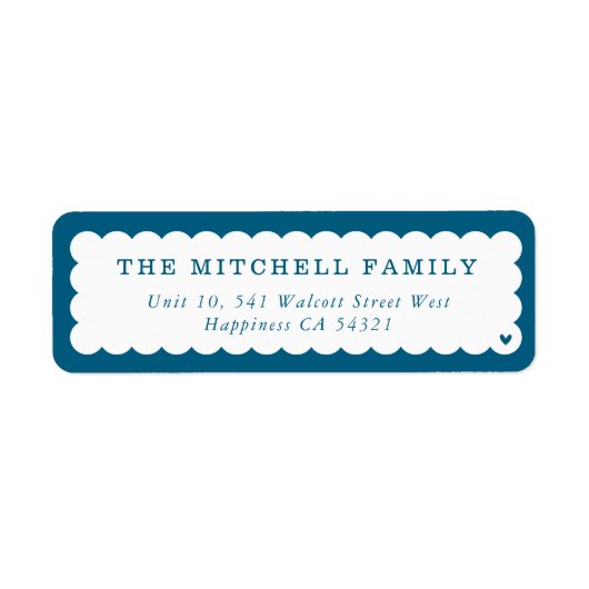 SENDER moderne minimale schattige scallop donkerbl Etiket (Voorkant)