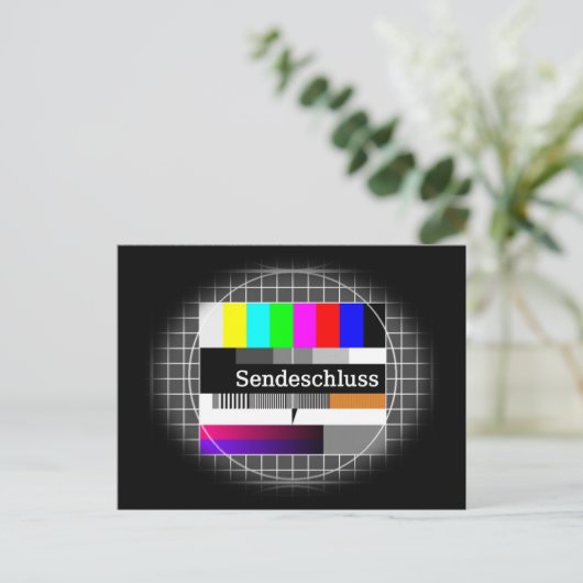 SendeSchluss. Briefkaart (Staand voorkant)