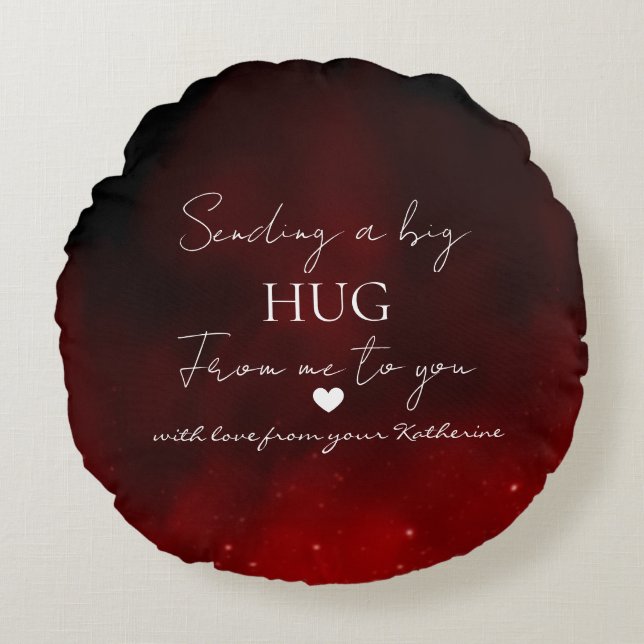 Sending a Big Hug – Personalized Love Message  Rond Kussen (Voorkant)