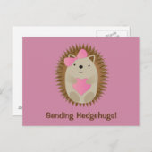Sending Hedgehugs Cute Cartoon Girl Hedegel Briefkaart (Voorkant / Achterkant)