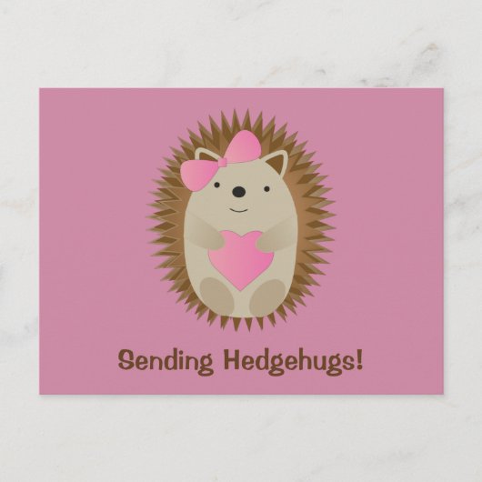 Sending Hedgehugs Cute Cartoon Girl Hedegel Briefkaart (Voorkant)