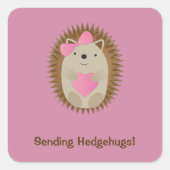 Sending Hedgehugs Cute Cartoon Girl Hedegel Vierkante Sticker (Voorkant)