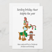 Sending Holiday Cheer Reindeer Face Mask 2021 Feestdagenkaart (Voorkant / Achterkant)