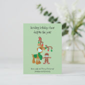Sending Holiday Cheer Reindeer Face Mask 2021 Feestdagenkaart (Staand voorkant)