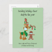 Sending Holiday Cheer Reindeer Face Mask 2021 Feestdagenkaart (Voorkant / Achterkant)
