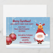 Sending Holiday Cheer(s) Cute Funny Santa Rudolph Feestdagenkaart (Voorkant / Achterkant)