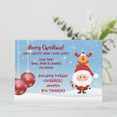 Sending Holiday Cheer(s) Cute Funny Santa Rudolph Feestdagenkaart (Staand voorkant)