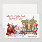 Sending Holiday Cheer Santa List Covid 2021 Feestdagenkaart (Voorkant / Achterkant)