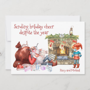 Sending Holiday Cheer Santa List Covid 2021 Feestdagenkaart