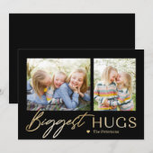 Sending Hugs 2-Photos Holiday Card Feestdagenkaart (Voorkant / Achterkant)