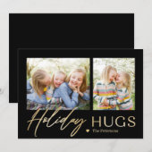 Sending Hugs 2 Photos Holiday Card Feestdagenkaart (Voorkant / Achterkant)
