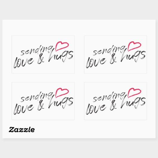 Sending Love and Hugs Rectangular Sticker (Vel)