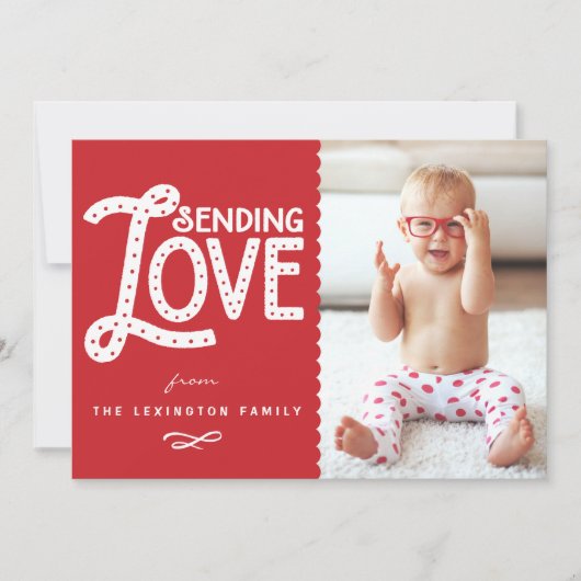 Sending Love Cute Typography Valentijnsdag Flat Feestdagenkaart (Voorkant)