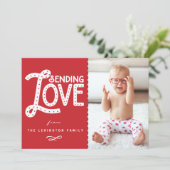 Sending Love Cute Typography Valentijnsdag Flat Feestdagenkaart (Staand voorkant)