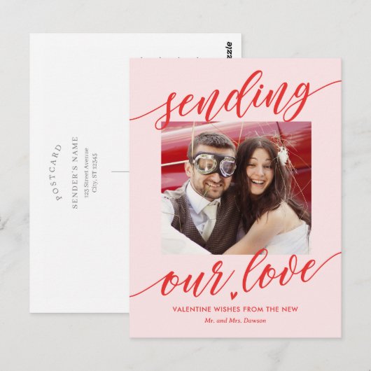 Sending Love Editable Color Valentijns Briefkaart (Voorkant / Achterkant)
