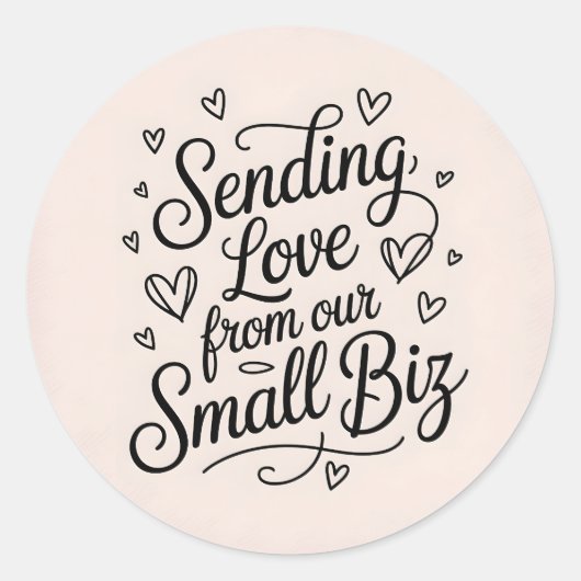 Sending Love from our Small Biz Ronde Sticker (Voorkant)