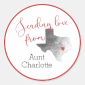 Sending Love from Texas - Valentijnsdag Ronde Sticker (Voorkant)