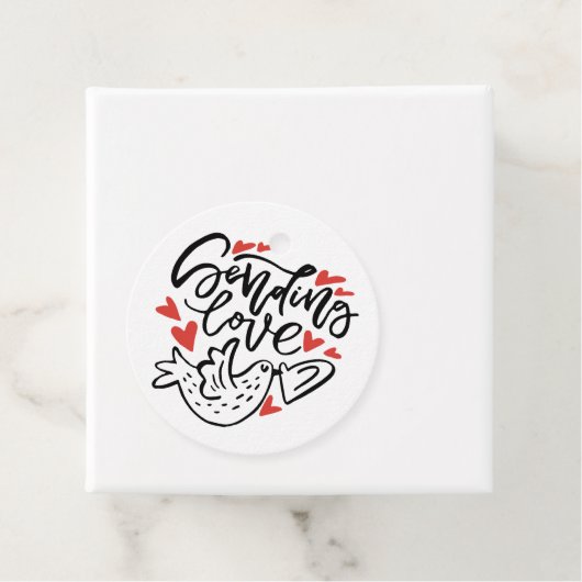 Sending Love Modern Calligraphy Valentijnsdag Bedankjes Labels (In situ)